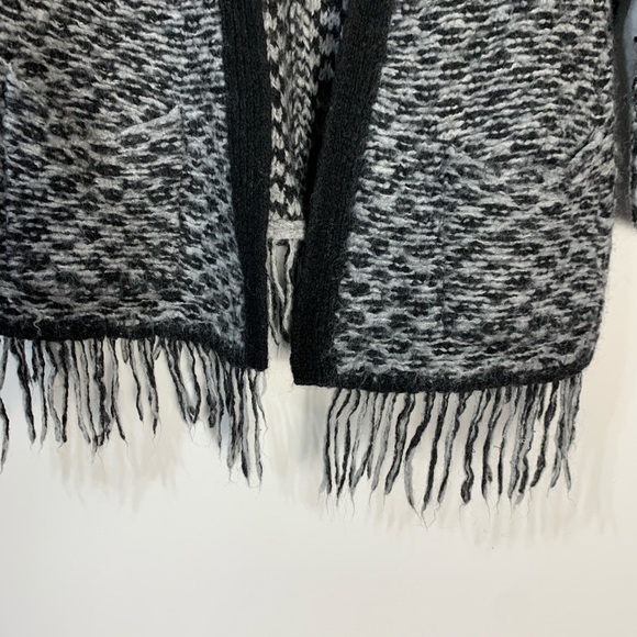 LOFT Open Front Cardigan fringe hem Wool Blend XS P - Picture 5 of 11